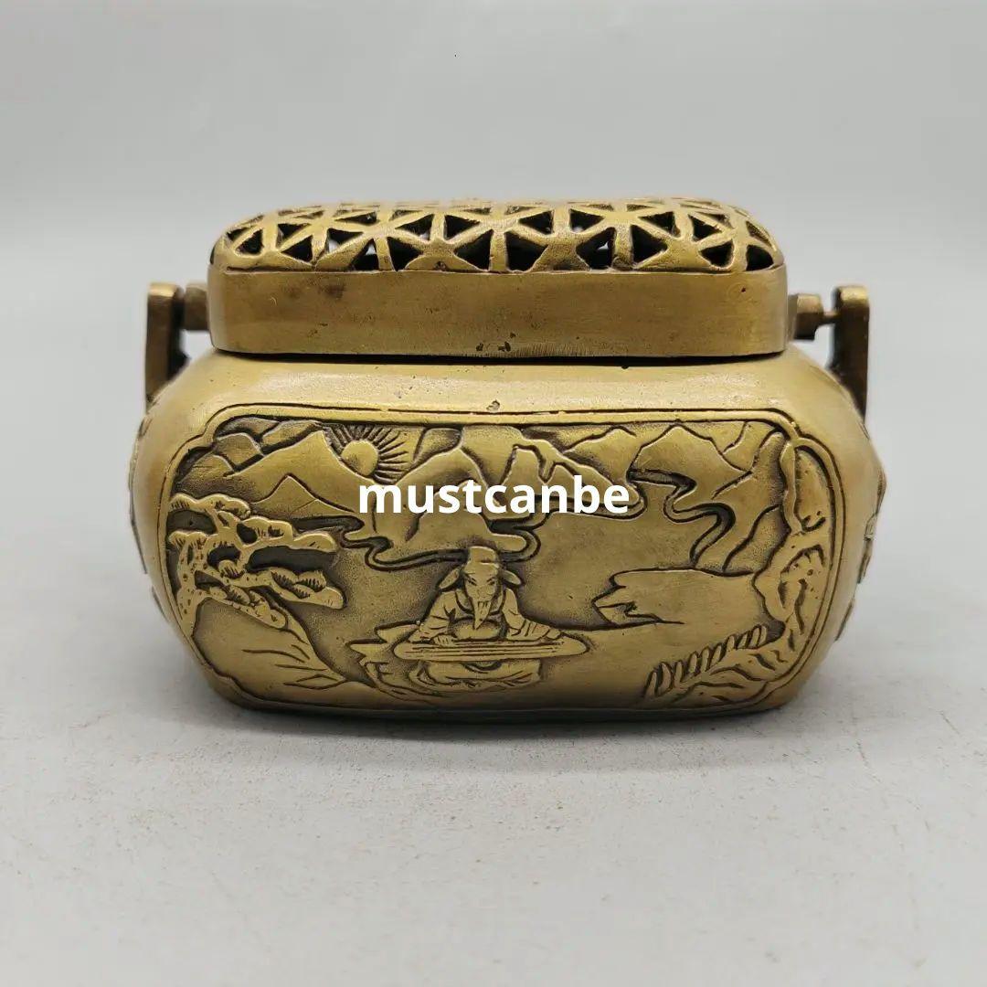 銅製 提梁暖手炉 香り炉 茶道香炉 香道具 装飾品 工芸品 置物