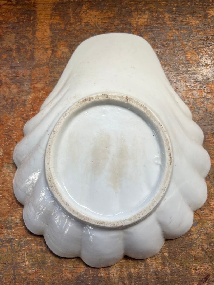 古伊万里　アンティーク　骨董　赤絵貝型菓子器　輸出用　花鳥の図　飾皿