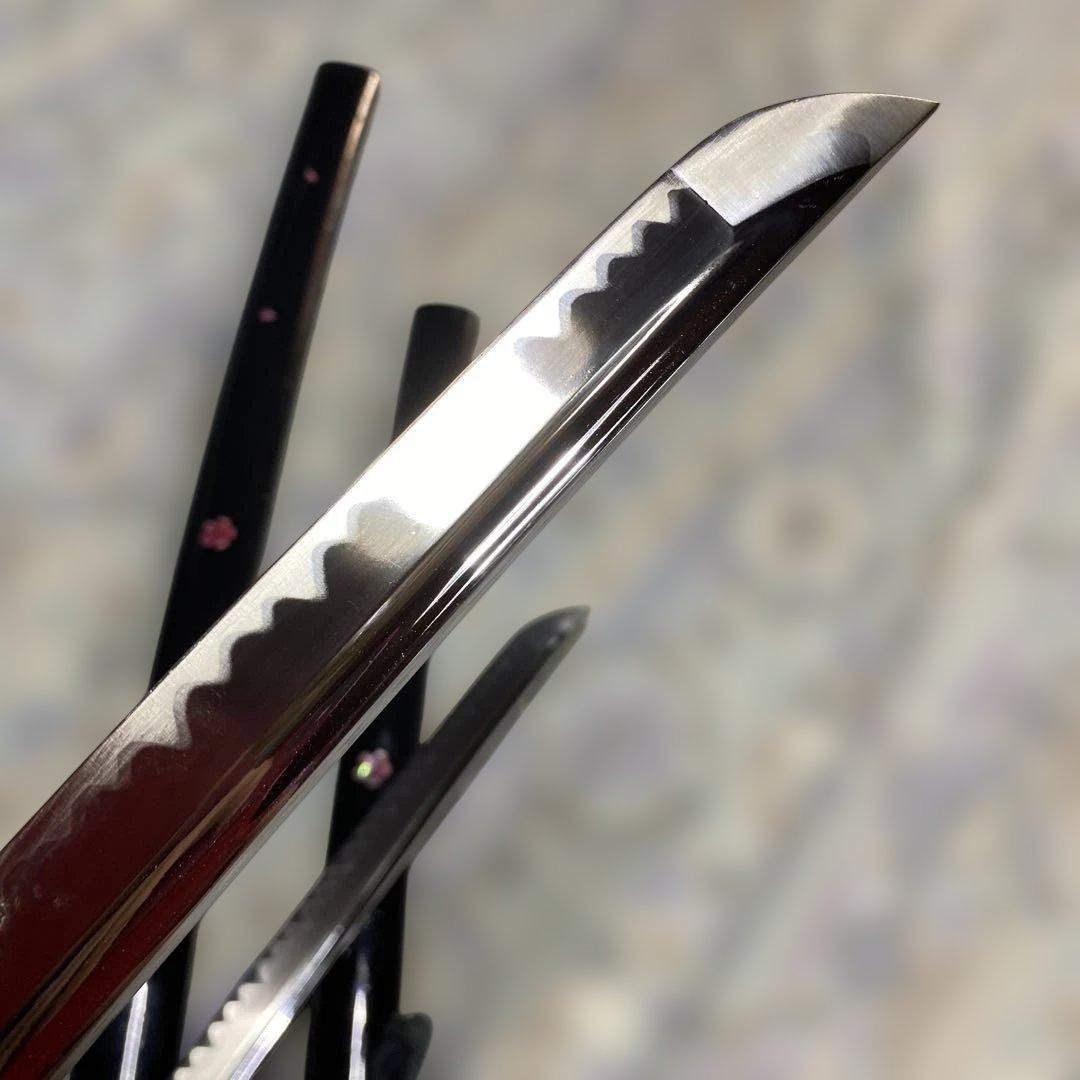 高級豪華版居合刀大小２本 青柄 桜透し木瓜鍔