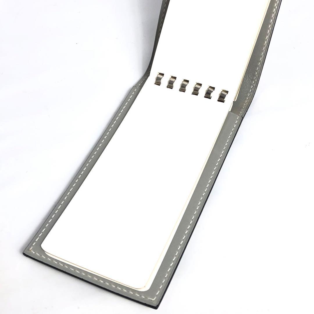 HERMES エルメス メモ帳カバー レザー グレー系 メモ帳付き