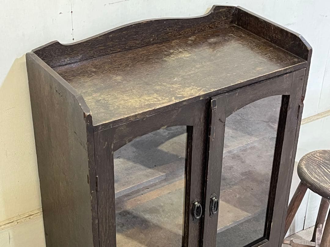 A*K様 アンティーク木製キャビネット ダークブラウン ガラス扉