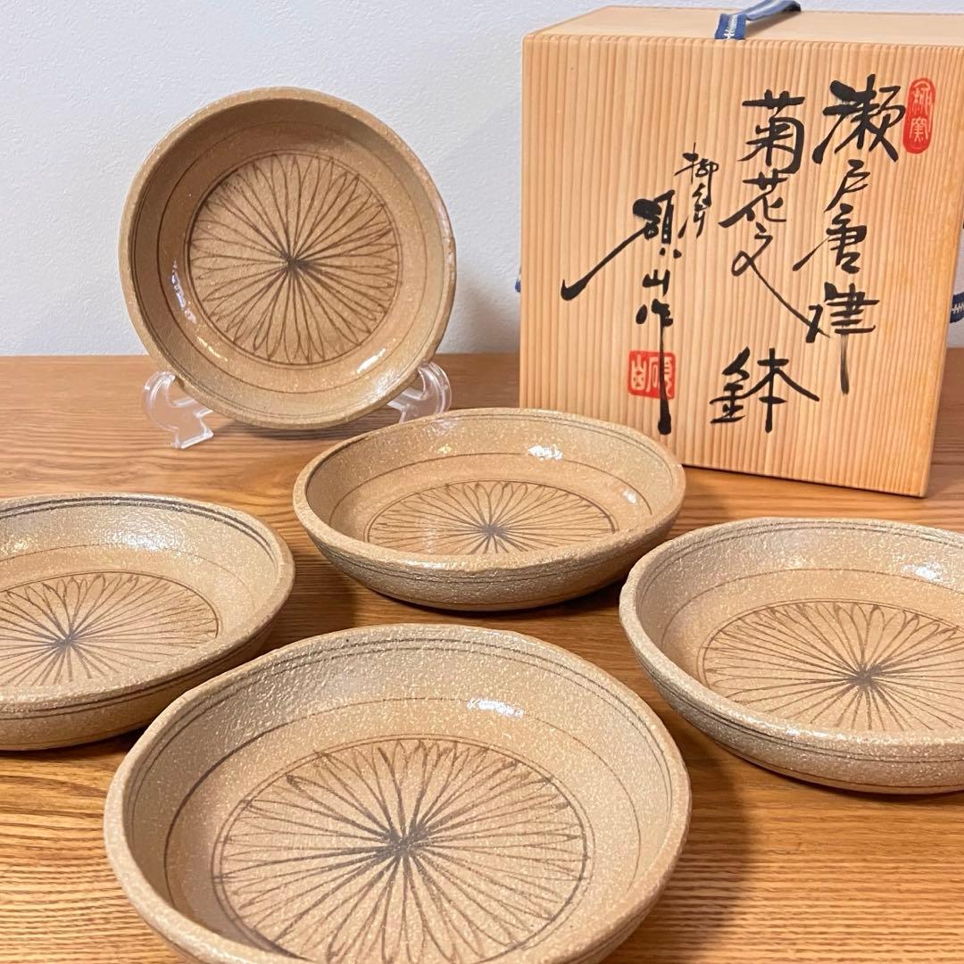 瀬戸唐津　菊花文　鉢　皿　5枚