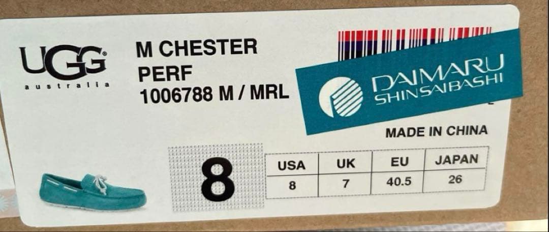 【極美品】UGG M CHESTER 26㎝UGG ターコイズ モカシン