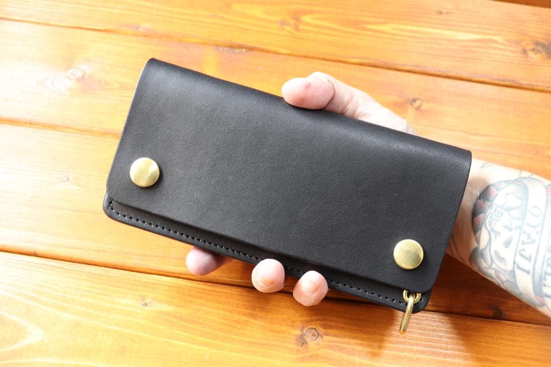 ロングトラッカーウォレット　真鍮　栃木レザー