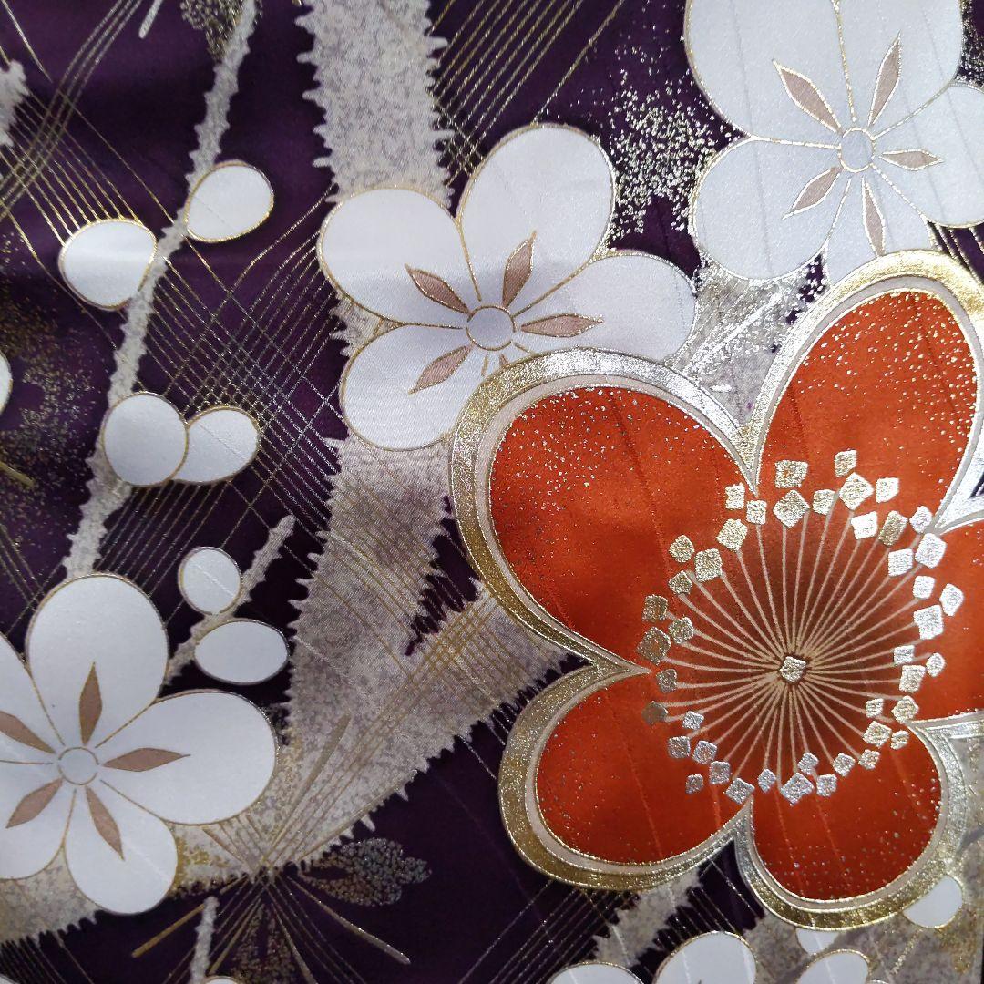 463紫　華やか 古典柄　金彩 正絹振袖6点フルセット成人式卒業式謝恩会結婚式