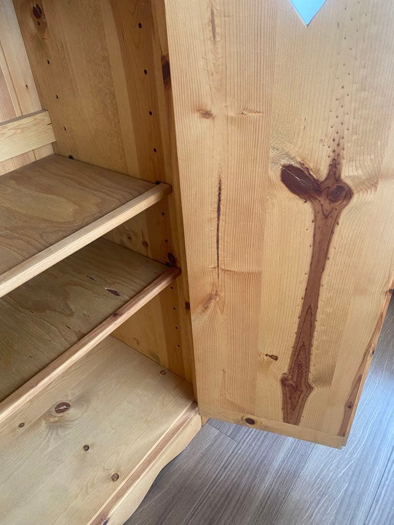 1点もの　ナチュラルウッドキャビネット ハート型カットアウト