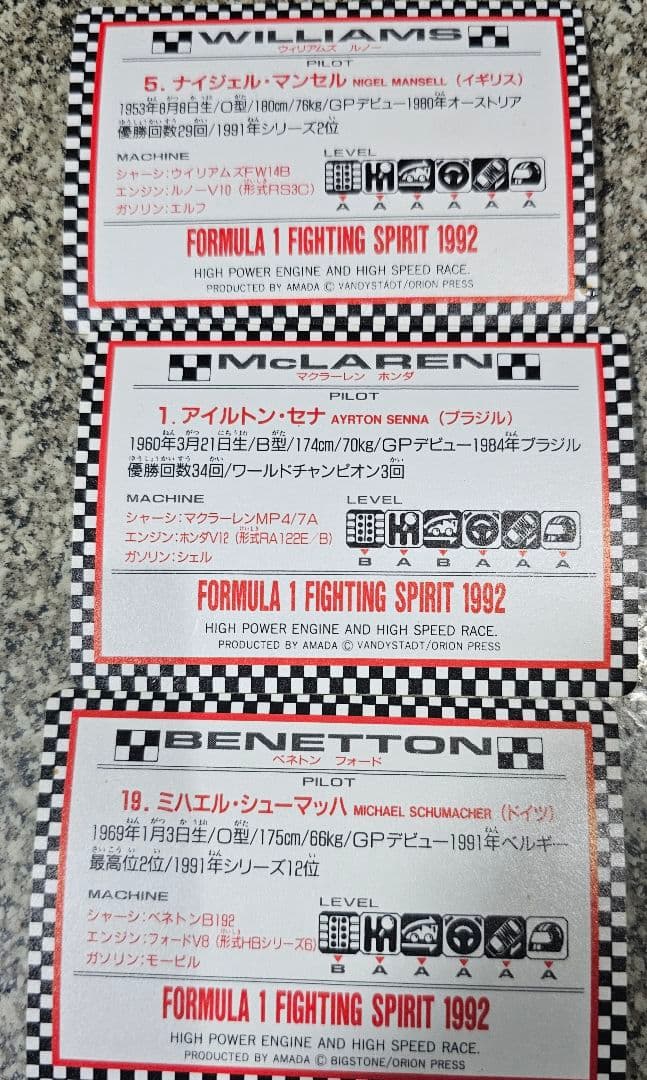 F1 FIGHTING SPIRIT 1992　シューマッハ　アイルトン・セナ