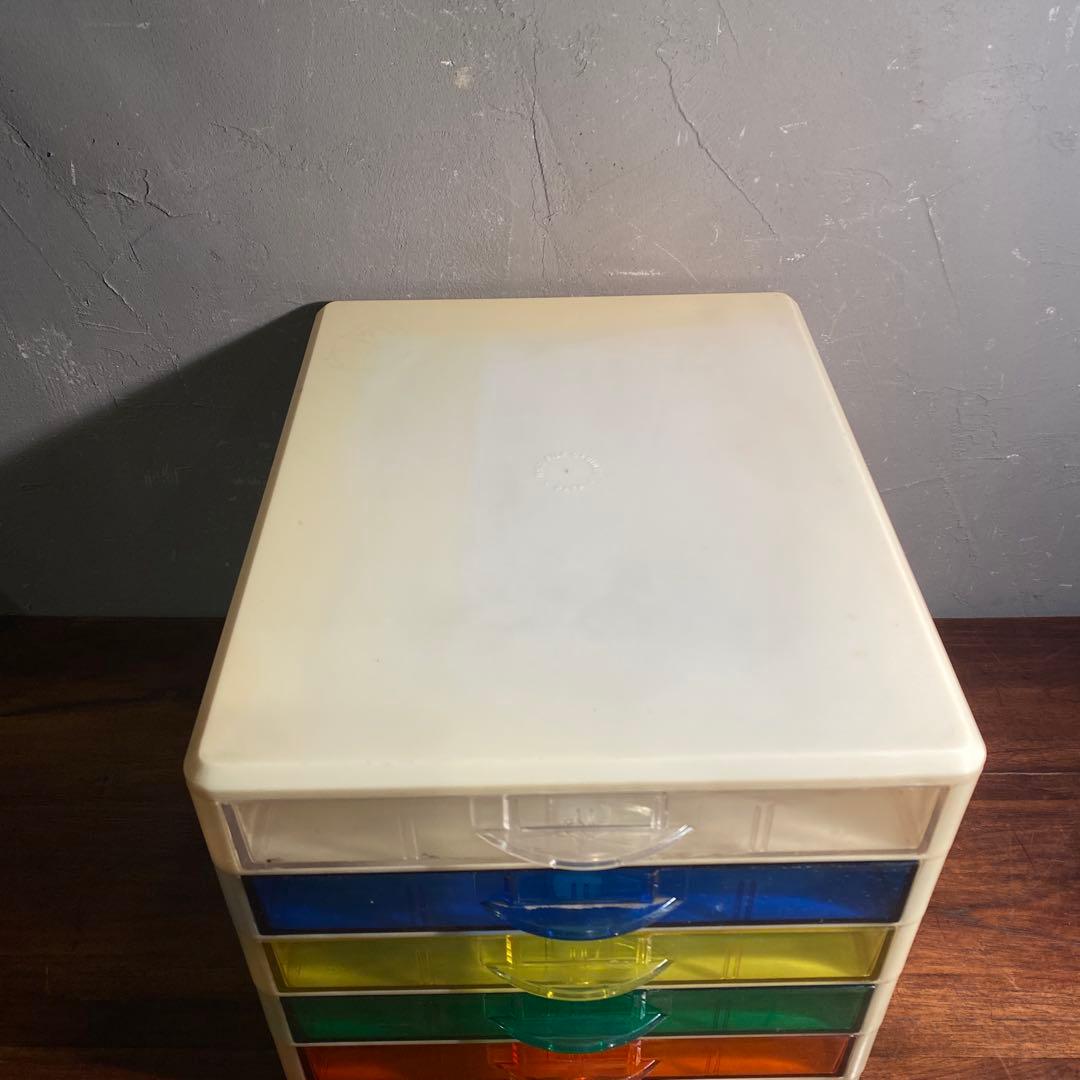 昭和レトロ 五段書類入れ 小引き出し 収納 レトロポップ スペースエイジ