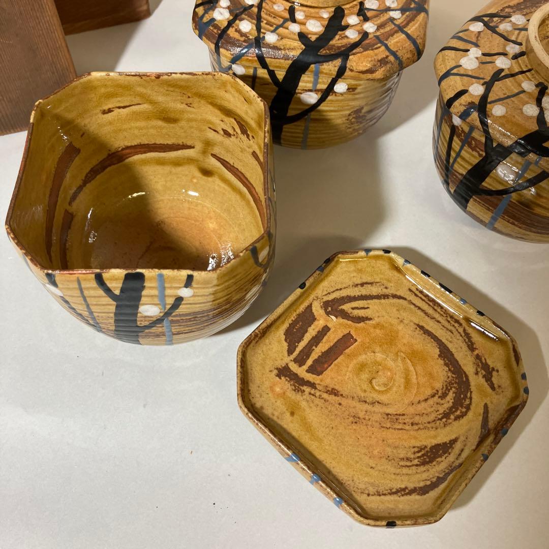 骨董蒸物盌（むしものわん）３客　京焼の名工「初代　宮永東山」作か？