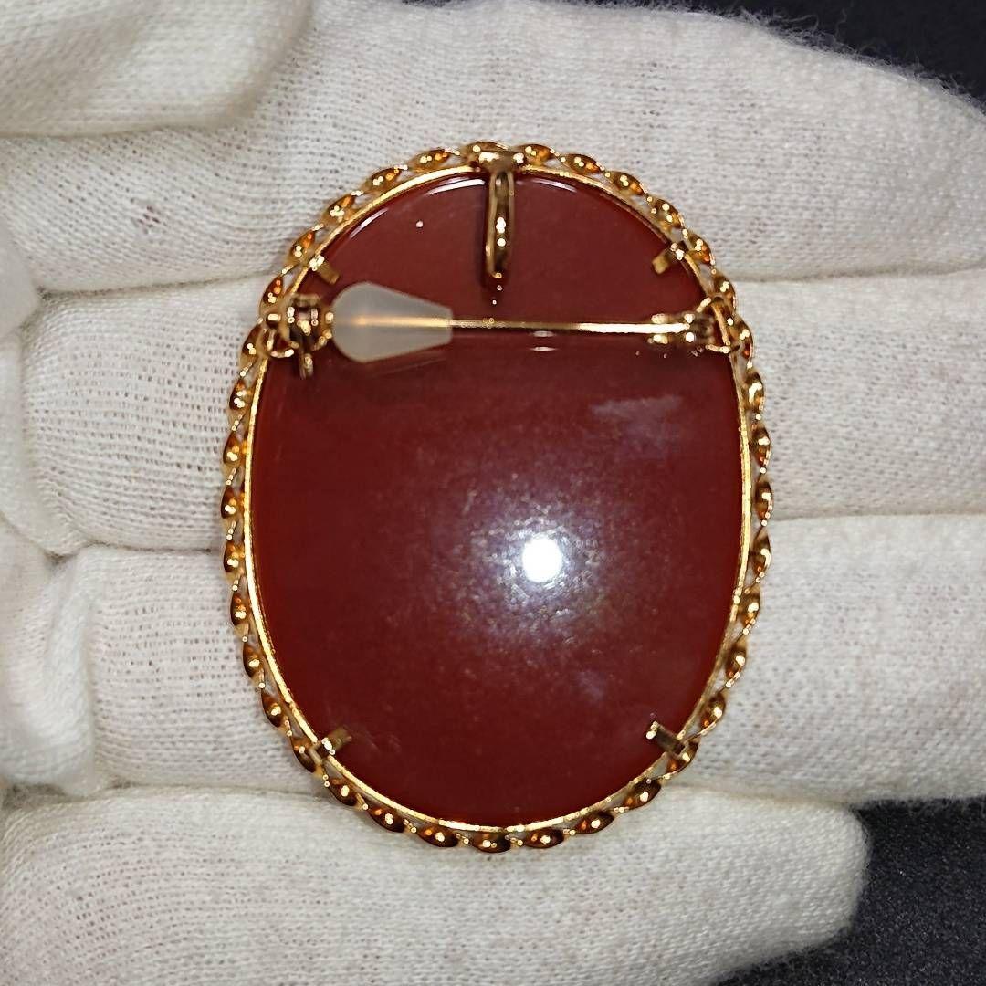 【処分価格☆】カメオ 手彫り K18枠 ブローチ ペンダントトップ 美品