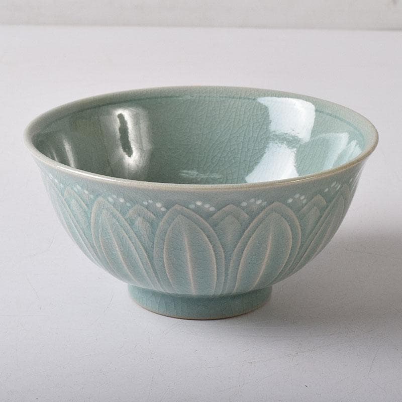 銀杏の木 　柳海剛（柳根瀅）作　高麗青磁　茶碗　共箱　V　R8500