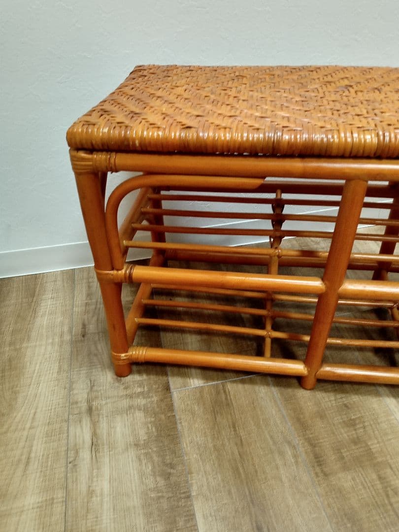 ラタンベンチ　収納箱　下駄箱