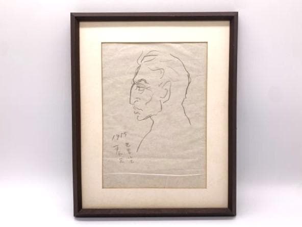 【 横山泰三 デッサン 】『1955　巴里にて』　ラフスケッチ　真作額装