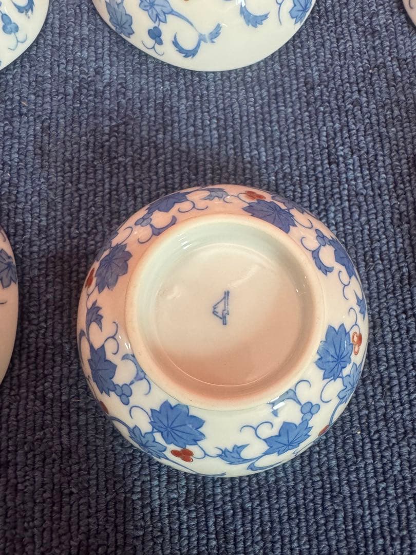 1700 深川製磁　花柄小鉢　8客　8cm 金彩