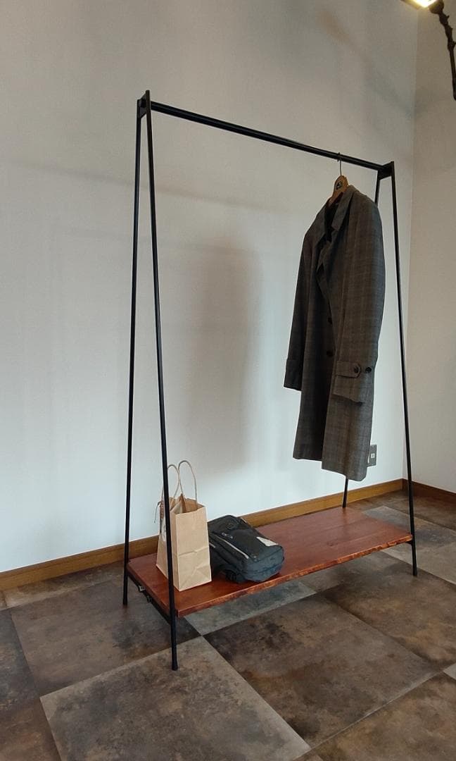 ハンガーラック アイアン アンティーク 棚板付 店舗什器 スチール シェルフ