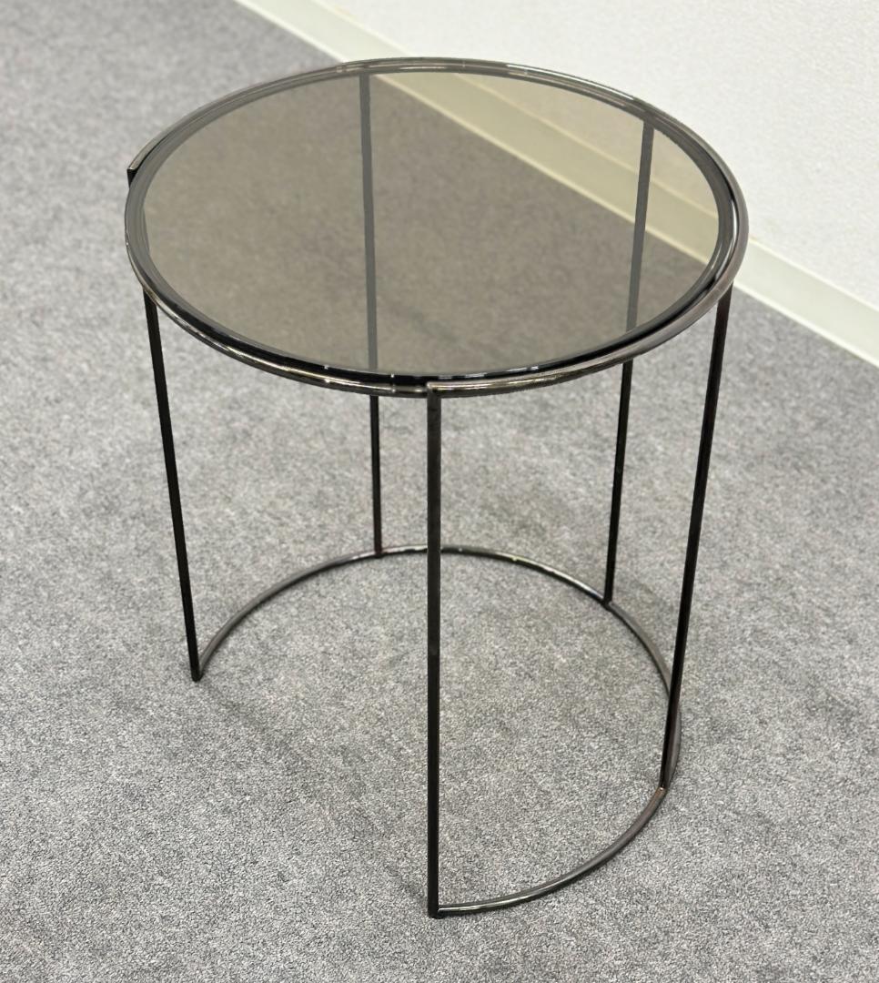 アルフレックス■CLIPS　ラウンド　サイドテーブル　直径40cm　ガラス　黒