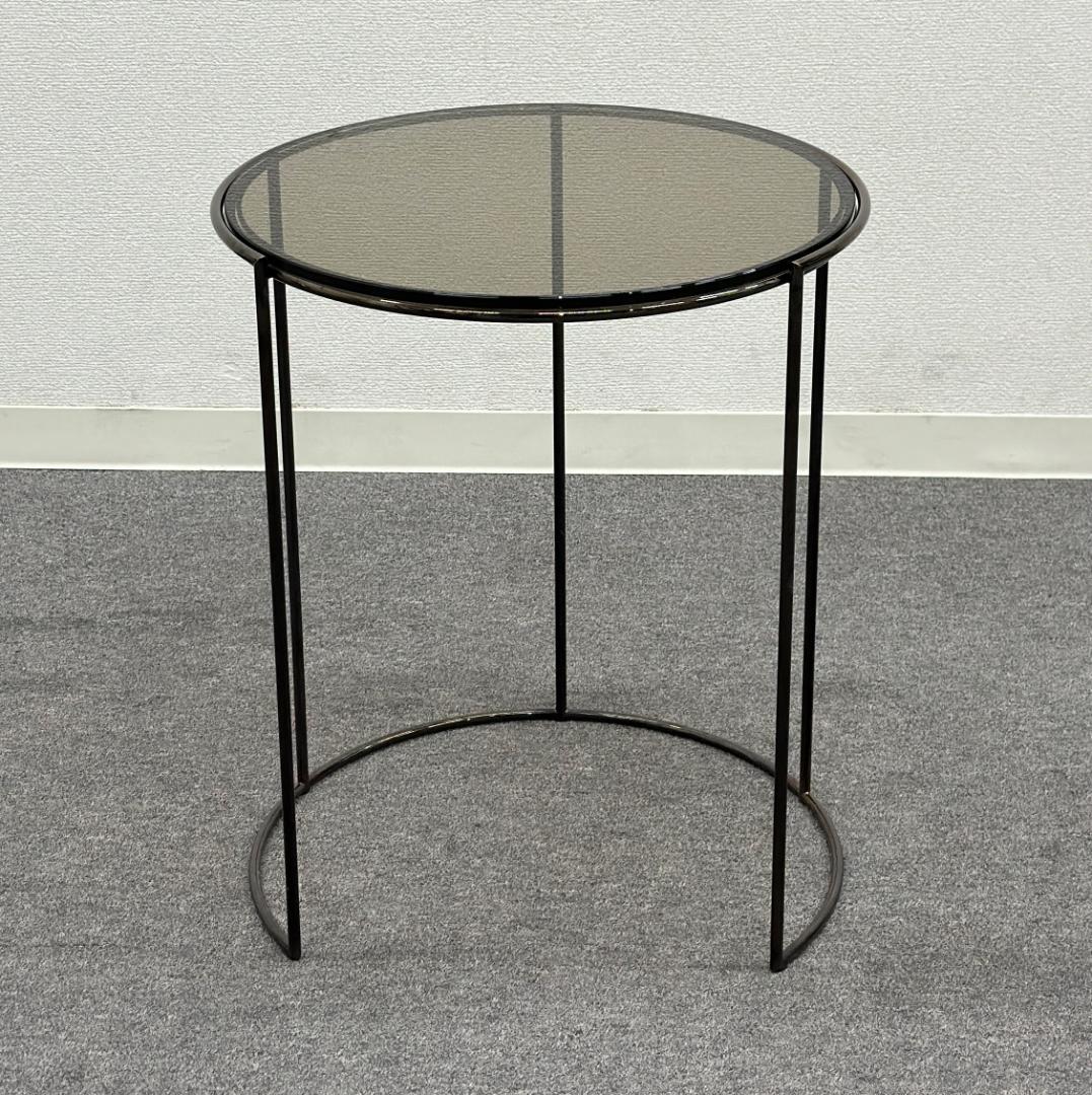 アルフレックス■CLIPS　ラウンド　サイドテーブル　直径40cm　ガラス　黒