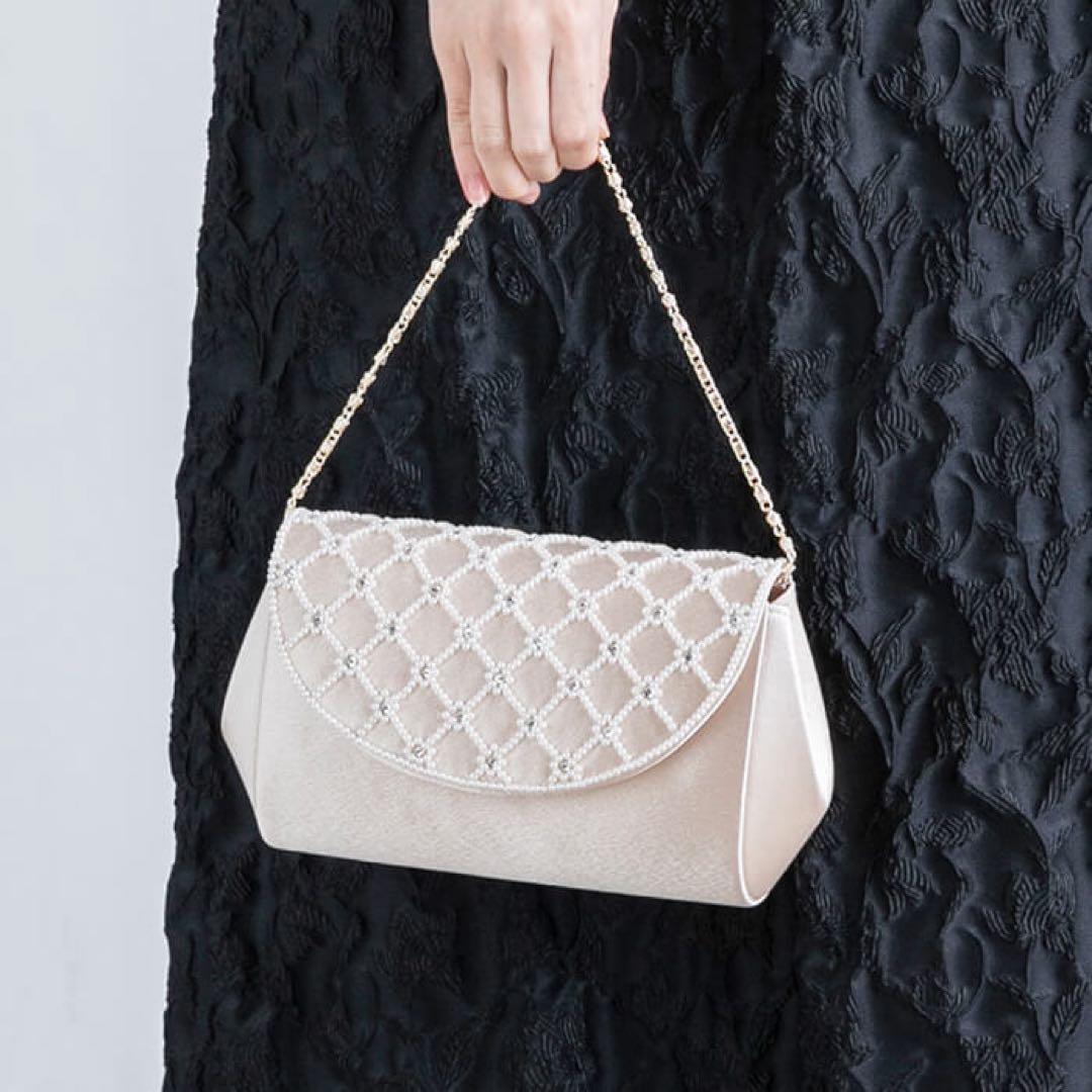 【値下げ】tokyo soir 東京ソワール パーティーバッグ ベージュ 披露宴