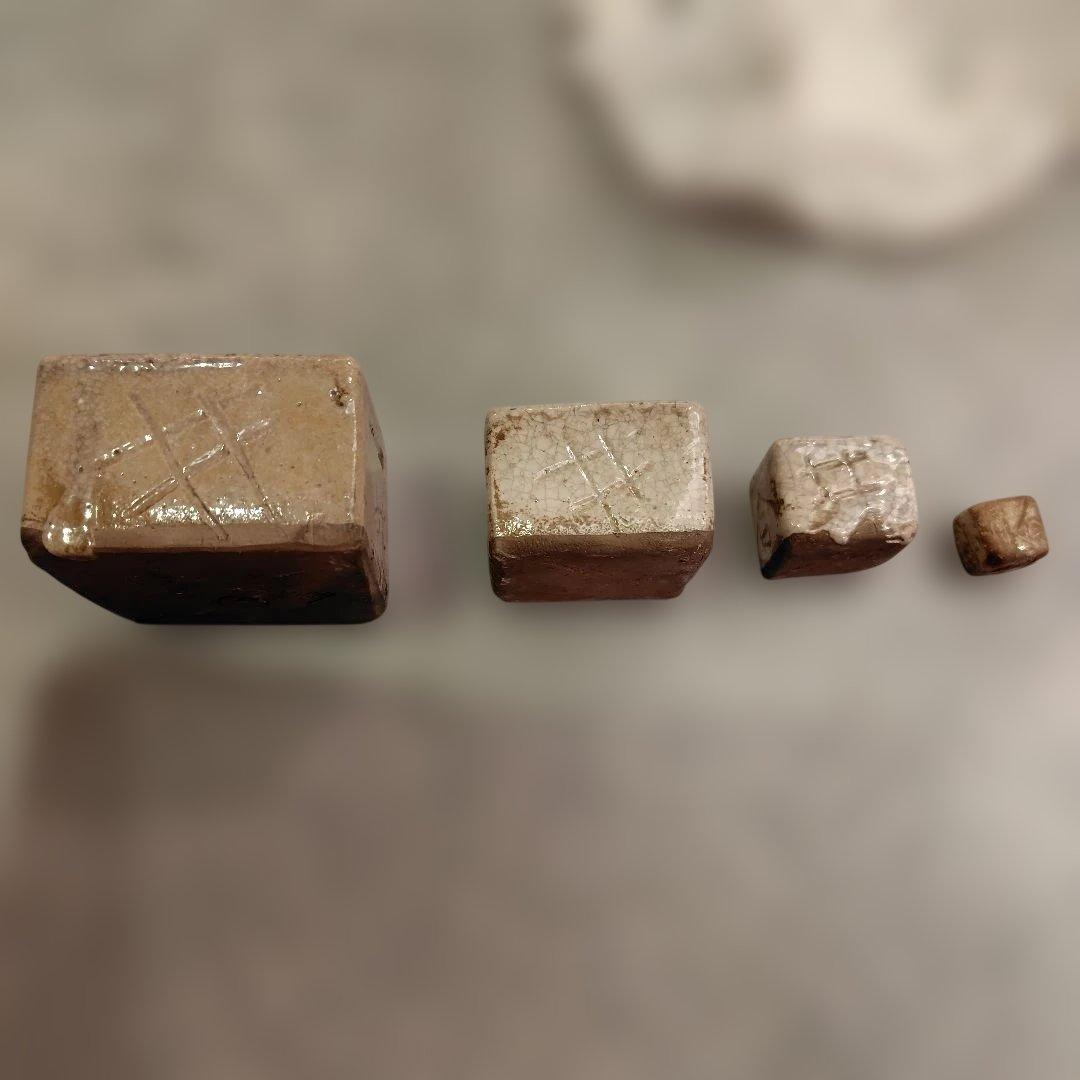 座興盃・陶器 四角形の器4点セット 木箱付き