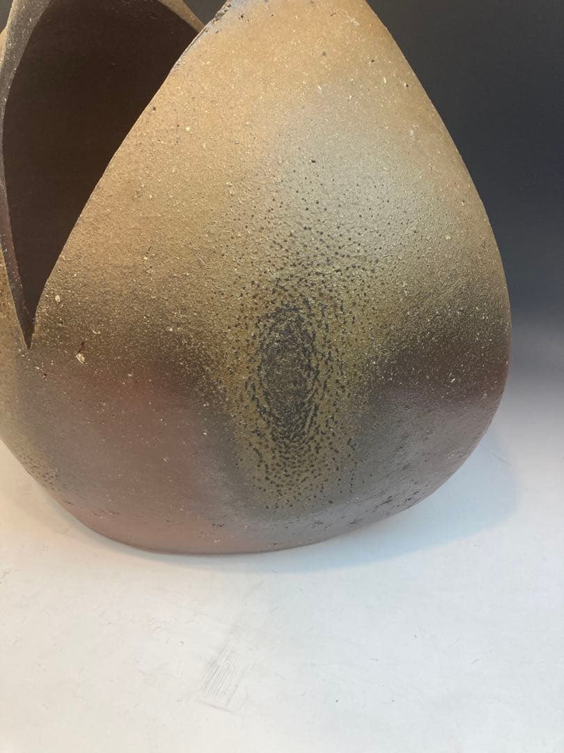 隠崎隆一 作 備前大花入 共箱 高さ 33cm 希少大作