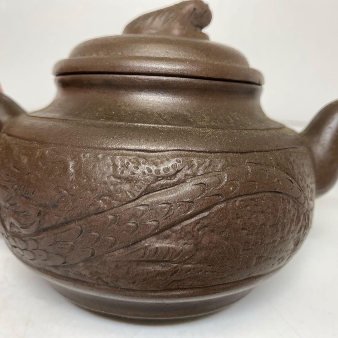 中国古玩　朱泥急須A 幅約17.5㎝　東さ7-1102③