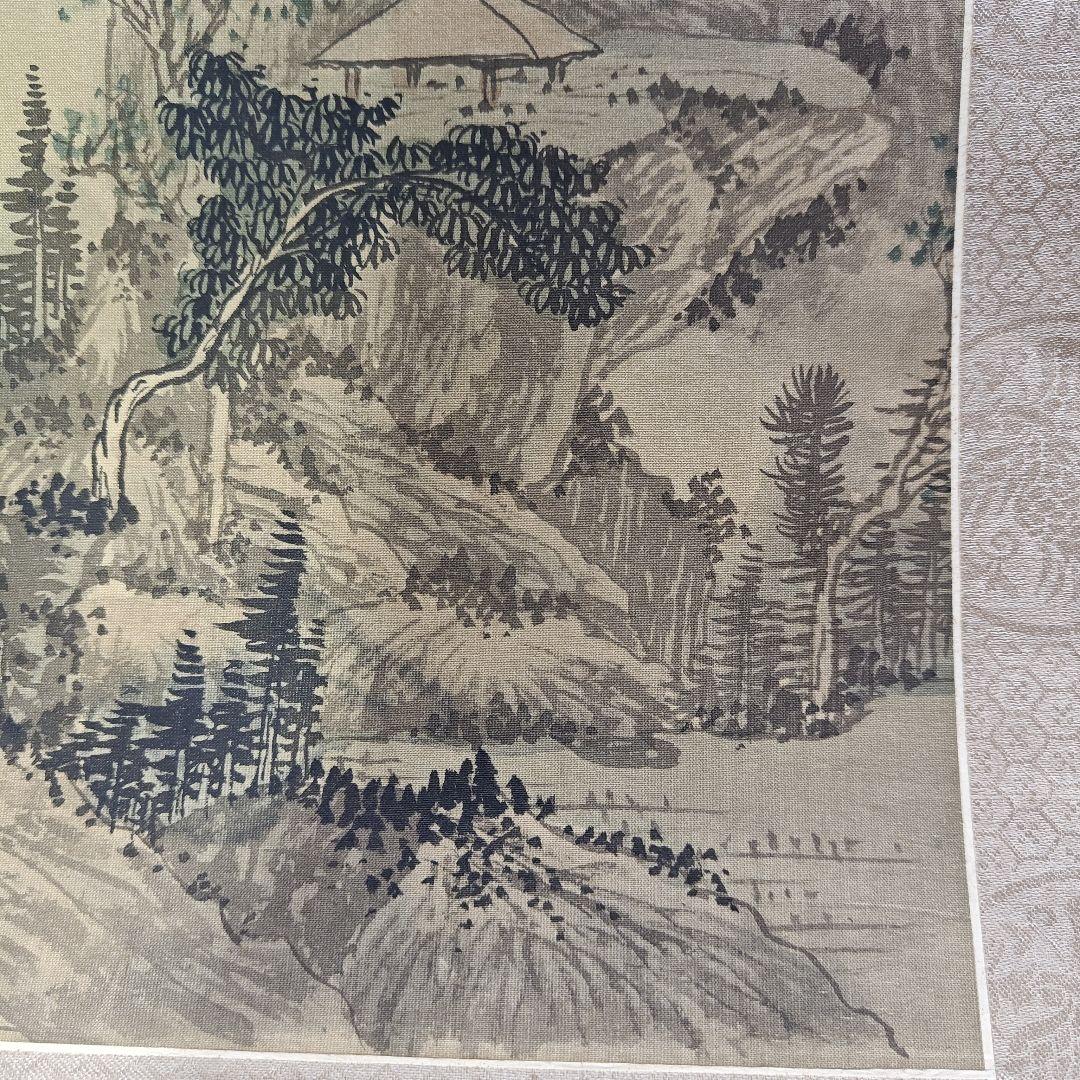水墨画 掛軸 山水風景　　野舟