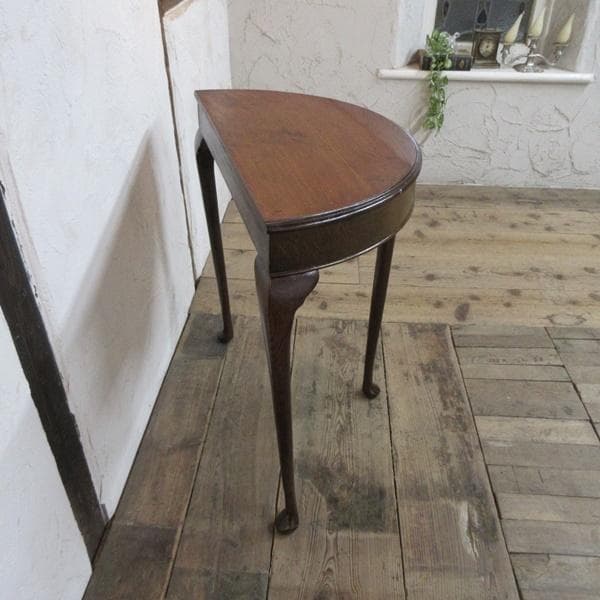 イギリス アンティーク 家具 コンソールテーブル ハーフムーン 猫脚 6133e