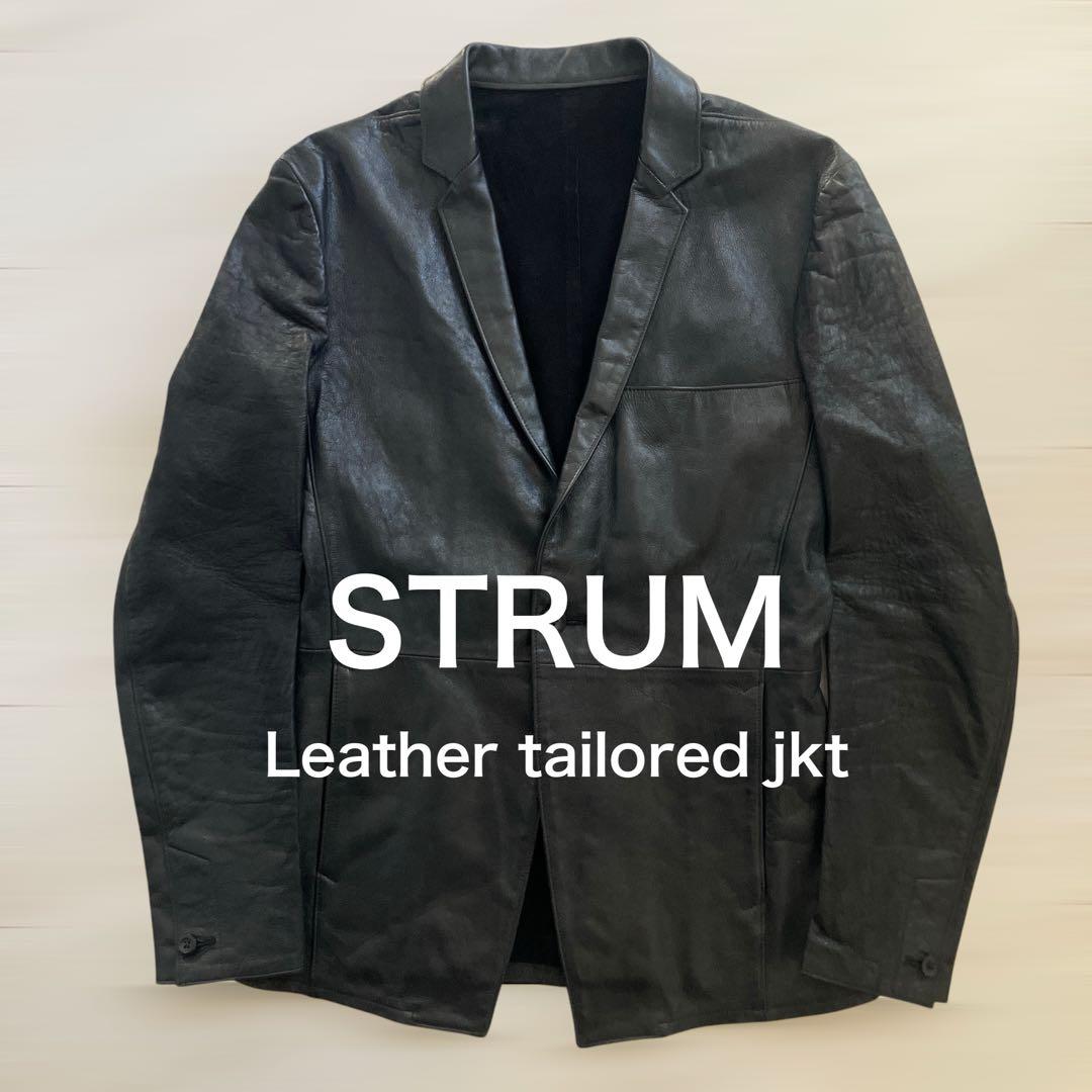 STRUM ラムレザー テーラードジャケット 1 S 黒 レザーライダース