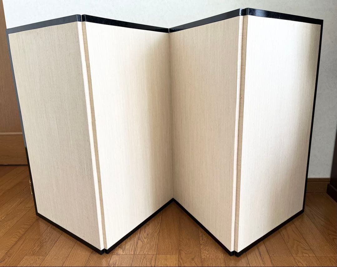 屏風 書 水墨山水 四曲 四面 アンティーク