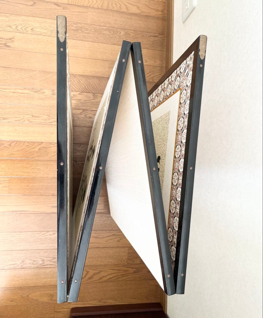 屏風 書 水墨山水 四曲 四面 アンティーク