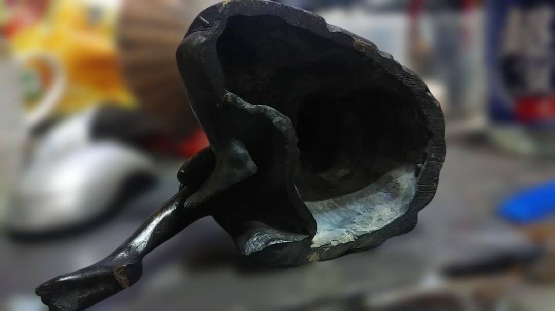 坐るアフリカ人 ブロンズ像 蝋燭立て キャンドルスタンド