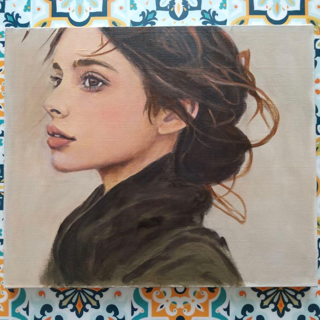 人物画#18 女性の肖像 油彩画 8号 F8 油絵