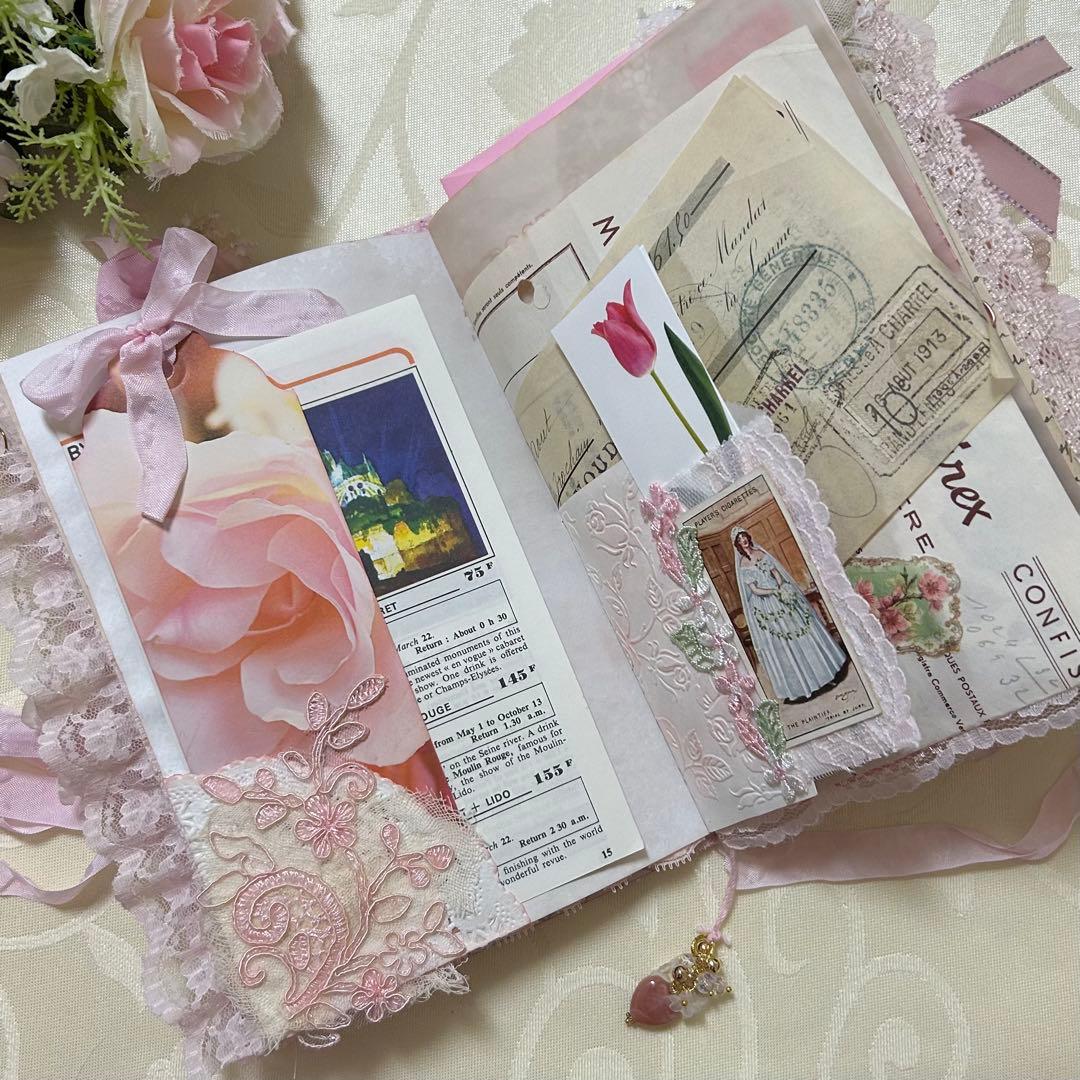 薔薇とレースのジャンクジャーナル・雑記帳　さくら色のウェディング♡