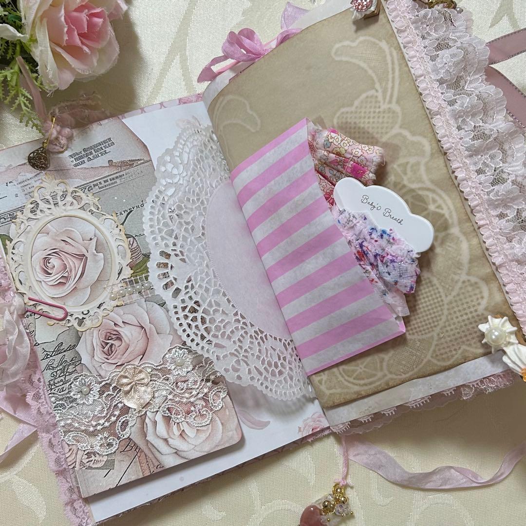薔薇とレースのジャンクジャーナル・雑記帳　さくら色のウェディング♡