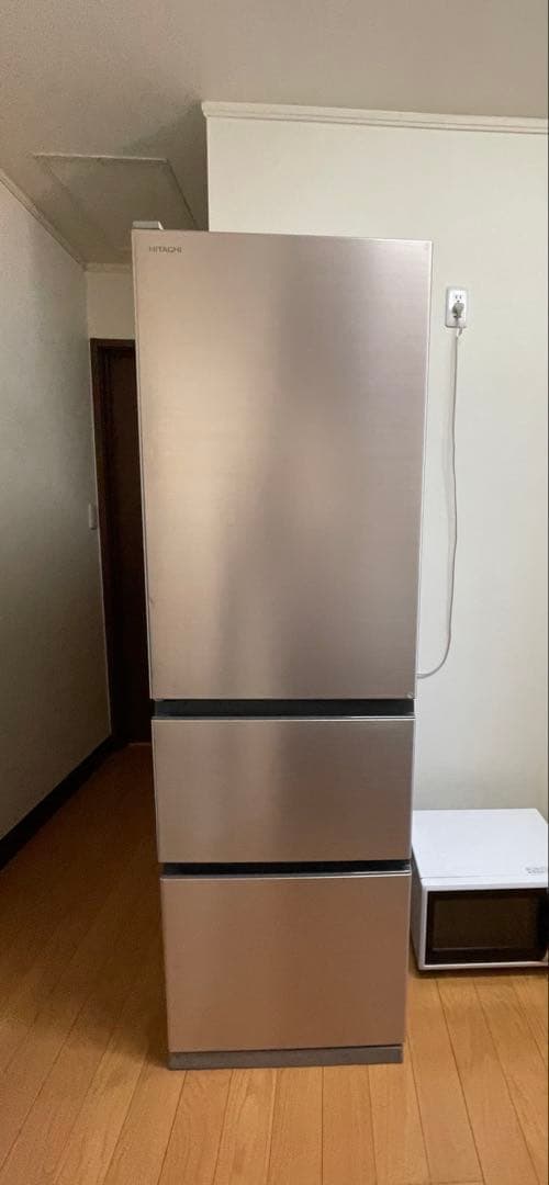 送料・設置込み！HITACHI 冷蔵庫 左開き 2、3人暮らし シルバー モダン