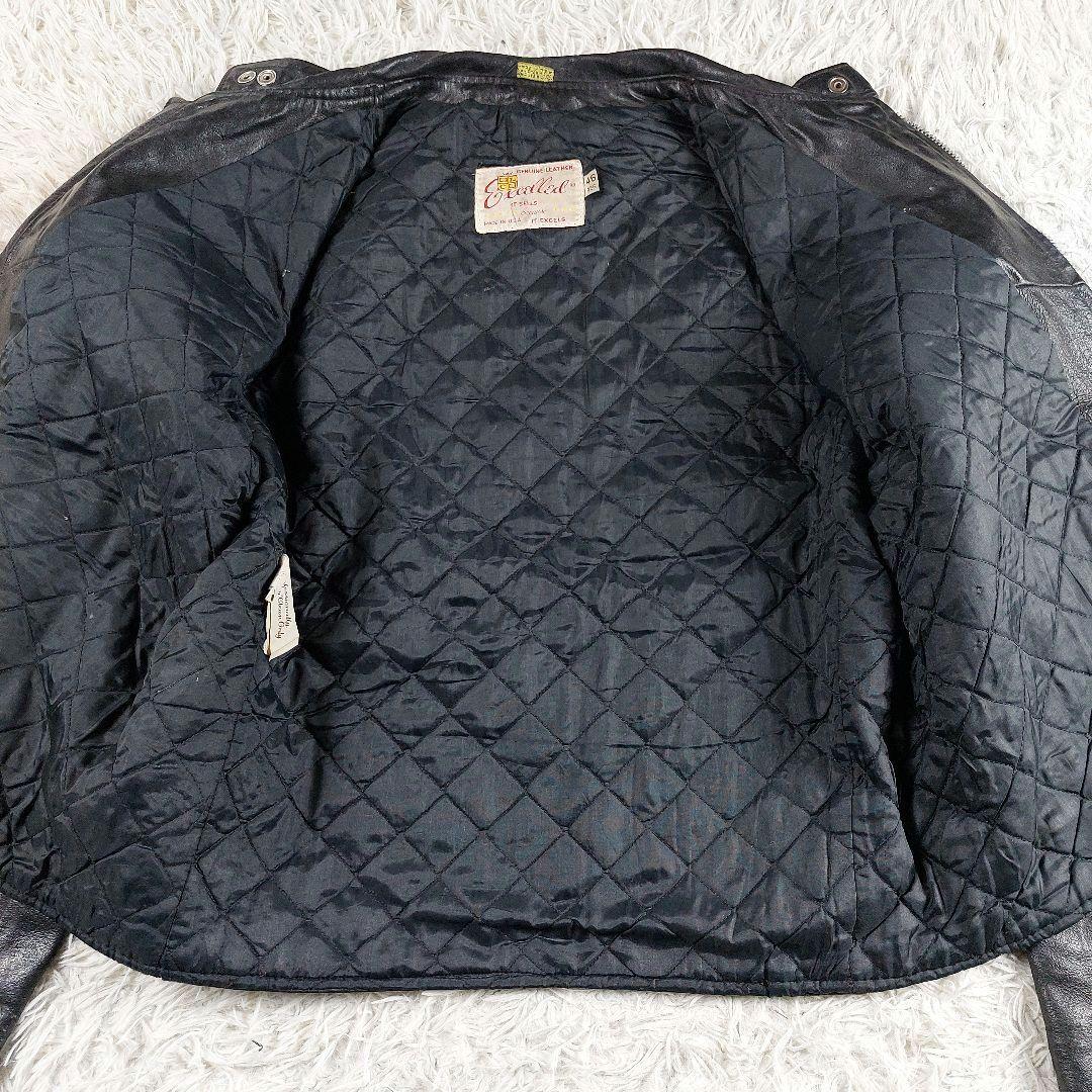 70s 希少 Excelled USA製 ダブルレザーライダースジャケット 46