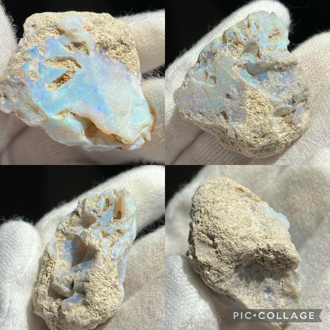 高品質 大きい エチオピアオパール 原石 鉱物標本　遊色　ブルー系