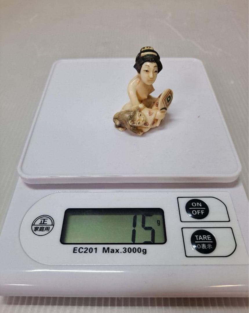 城 根付 白色 二人 武士 極上 和装小物 古美術品 春面 2点まとめ