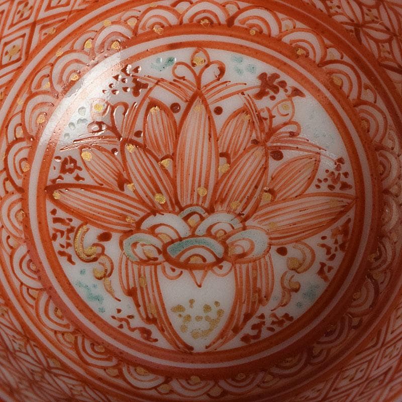 りんぞう　九谷焼　古九谷　赤絵　盃　ぐい呑　三客　時代箱　M　R9325