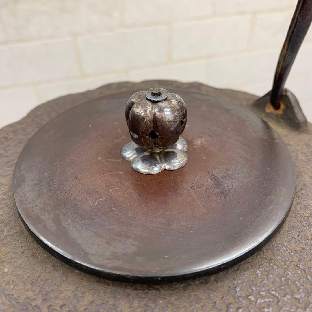 鉄瓶 松下電気産業 創業35周年記念 昭和28年 銀摘 唐銅蓋 鉄地 岩肌 湯沸