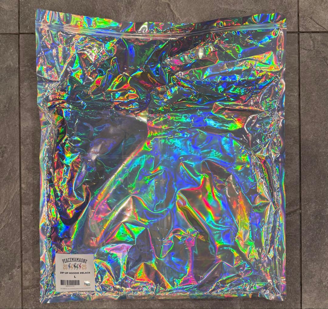 PEACEMINUSONE MAMA L フード付きジップアップ 黒 L