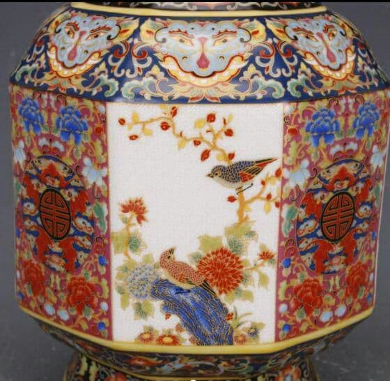 清朝 乾隆年製 エナメル 花瓶 工芸品 磁器 置物 アンティーク コレクショ1