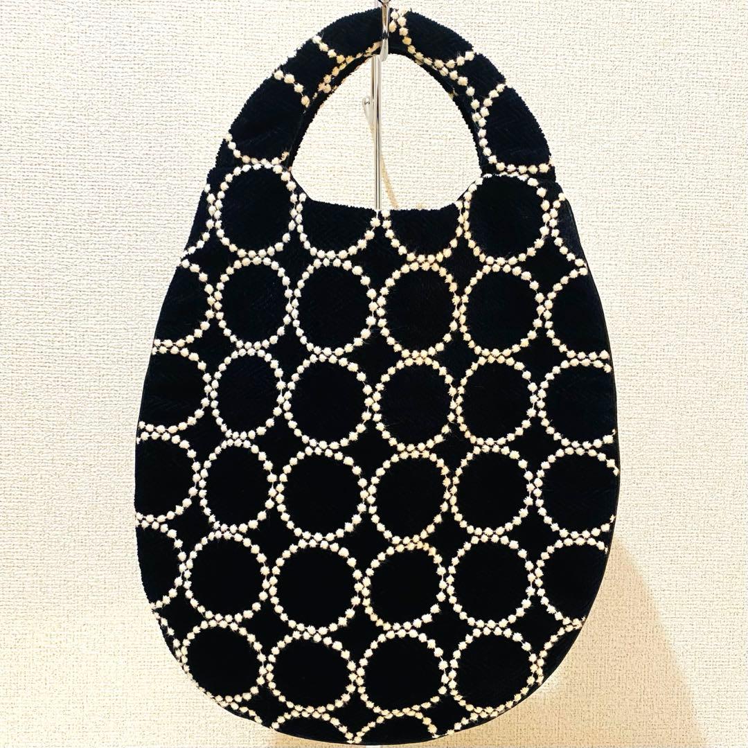 【販売終了品】ミナペルホネン　タンバリン エッグバッグ　ヘリンボーン柄生地