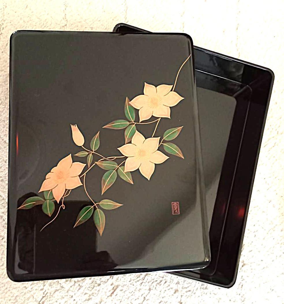 輪島漆器・文筥（ふばこ）「寛」～川嵜ひろ子デザイン～印章入　専用/桐箱有　美品