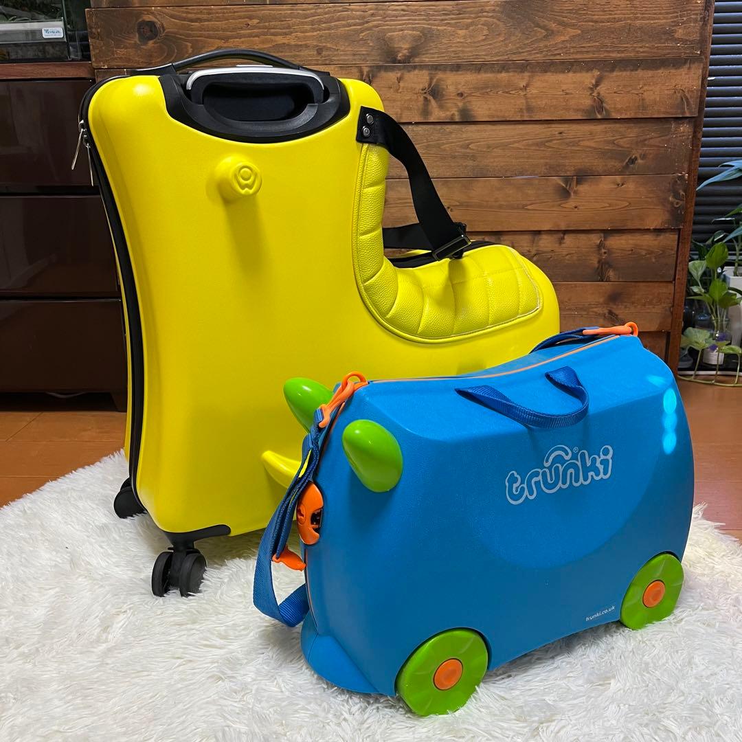 【乗れるキャリーケース】キッズトラベル スーツケース イエロー Mサイズ