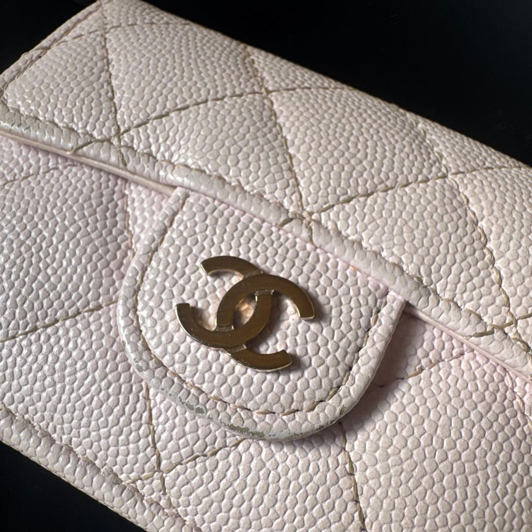 CHANEL ピンク キルティング 三つ折り財布
