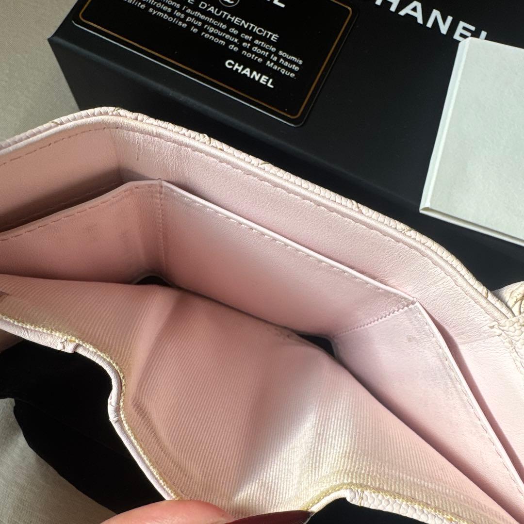 CHANEL ピンク キルティング 三つ折り財布