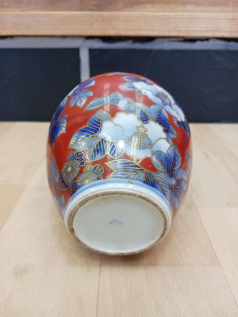 時代物　オールド深川　 深川製磁　花鳥図　染付　色絵　金彩　小壺　 花瓶　 花入