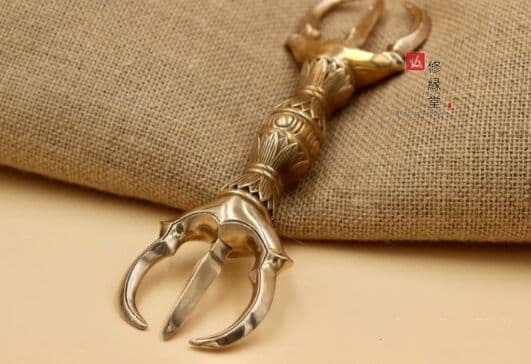 密教法具 真言宗 法器 （大）三鈷杵 金剛杵 真鍮製 20cm