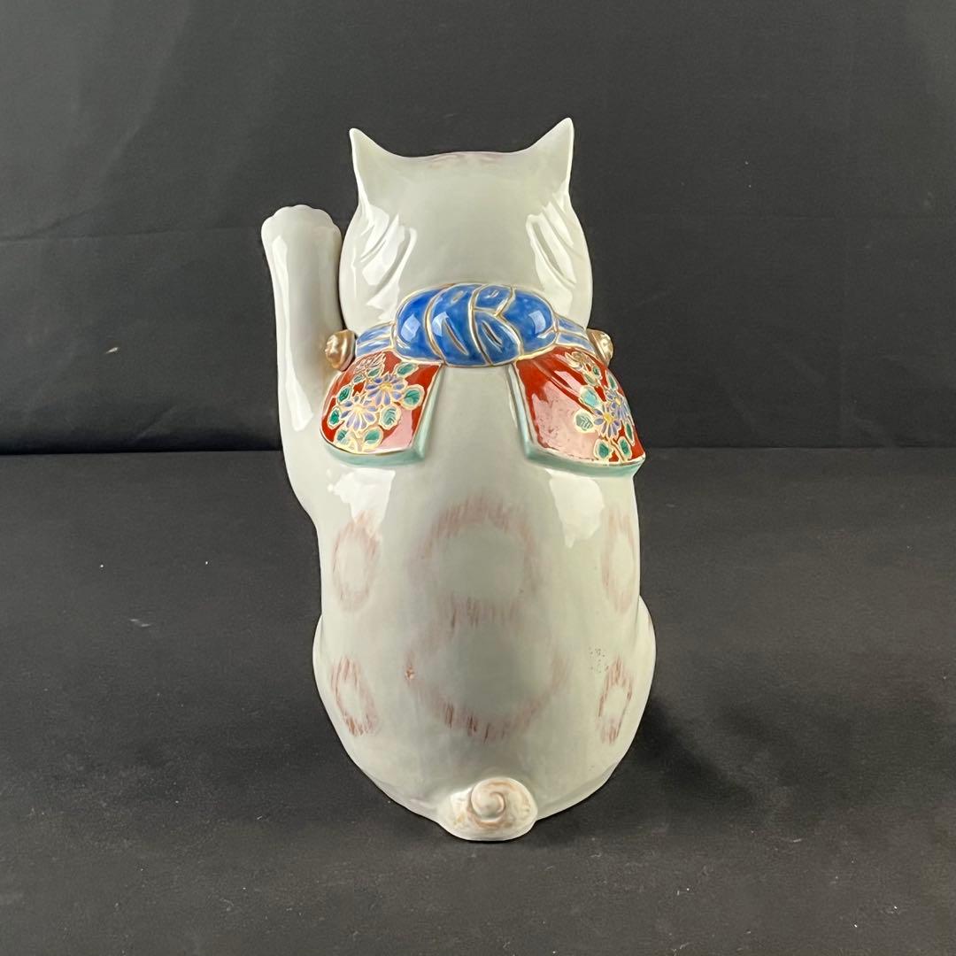 明治　九谷焼　招き猫　陶器　置物　31センチ　作家物
